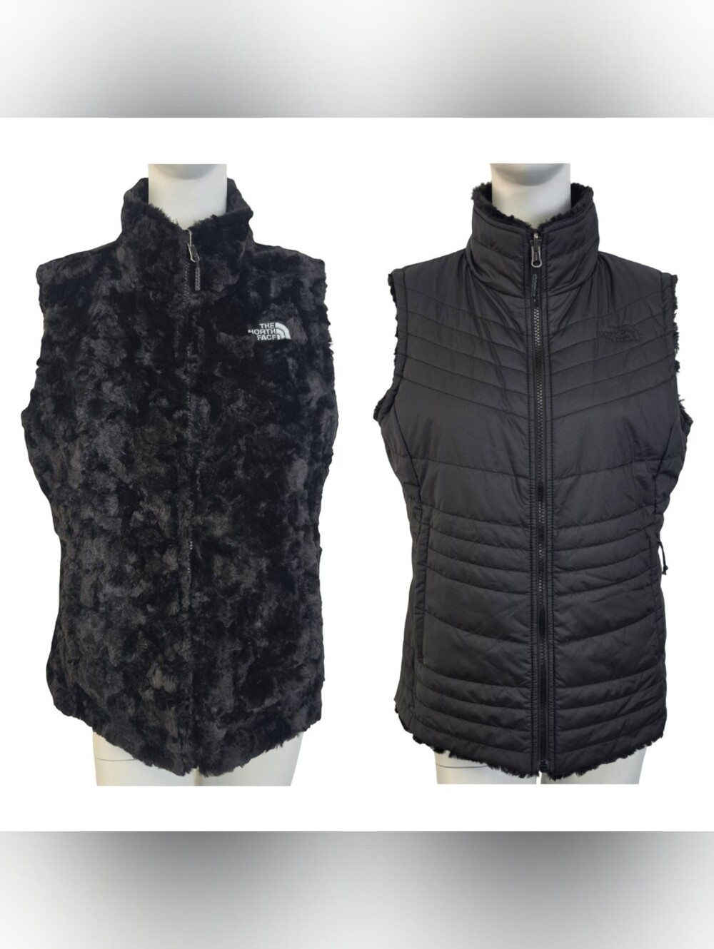 North Face Mossbud Swirl Reversible Faux Fur Quilted Vest Women's Medium﻿